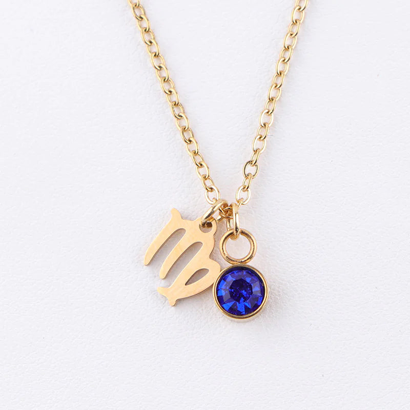 Zodiac Birthstone Gold Necklace