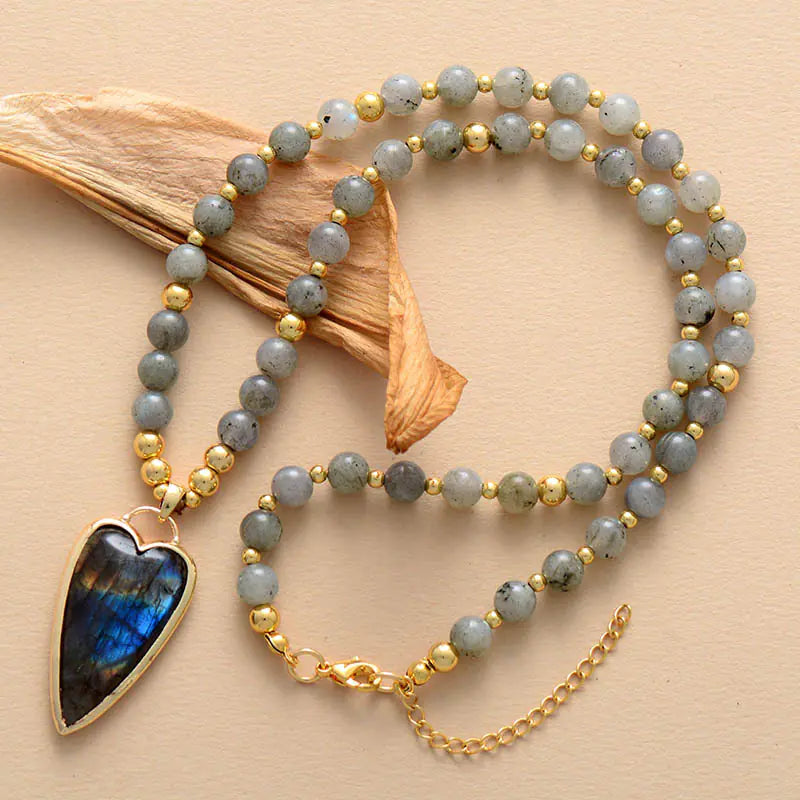 High Quality Labradorite Love Pendant Necklace