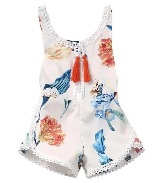 Summer Baby Sleeveless Romper with Lily Print