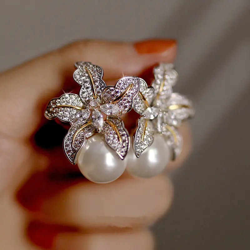 New Autumn Winter Two-Tone Lily Flower Earrings