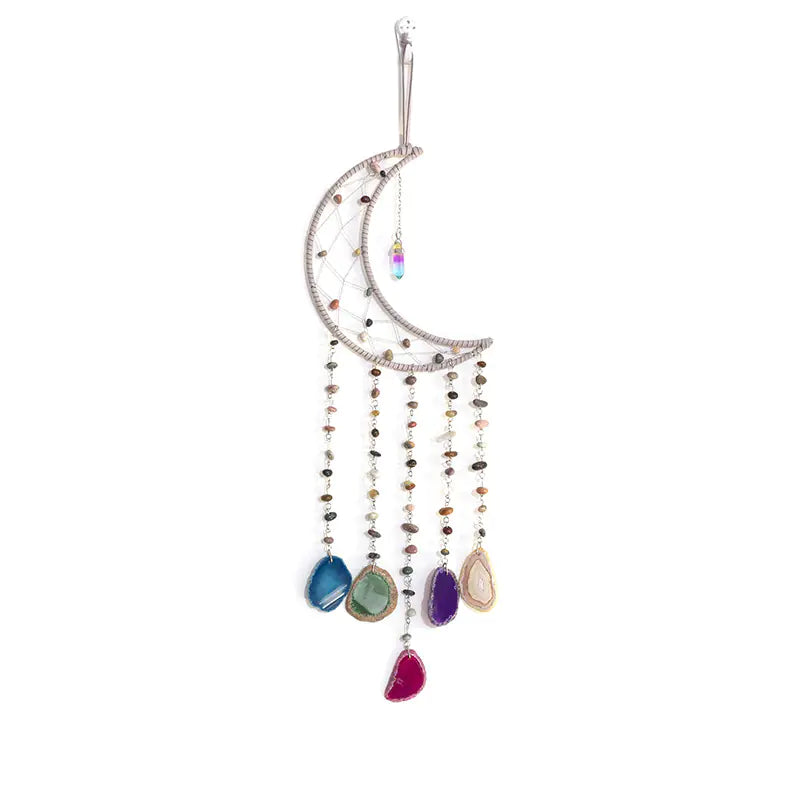 Natural Alashan Agate Bead Dreamcatcher Pendant