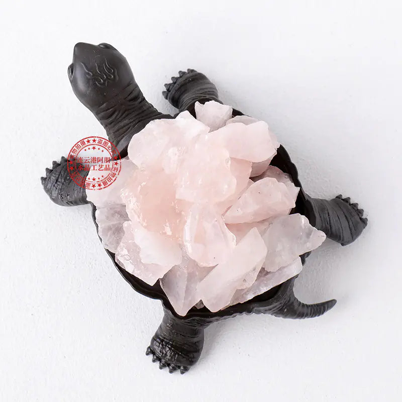 Natural Crystal Turtle Figurine with Amethyst & Citrine