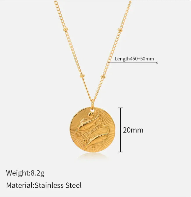 Double-Sided Zodiac Pendant Necklace