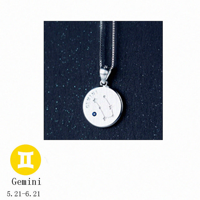 S925 Silver Zodiac Pendant Necklace with Diamonds