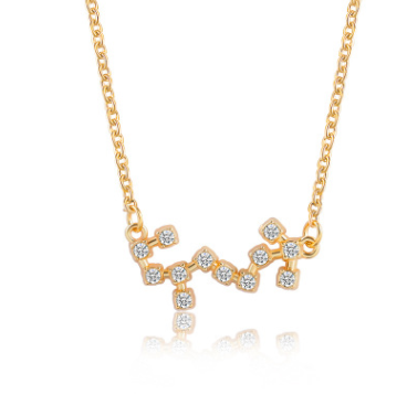 Zodiac Sign Necklace with Zircon Pendant