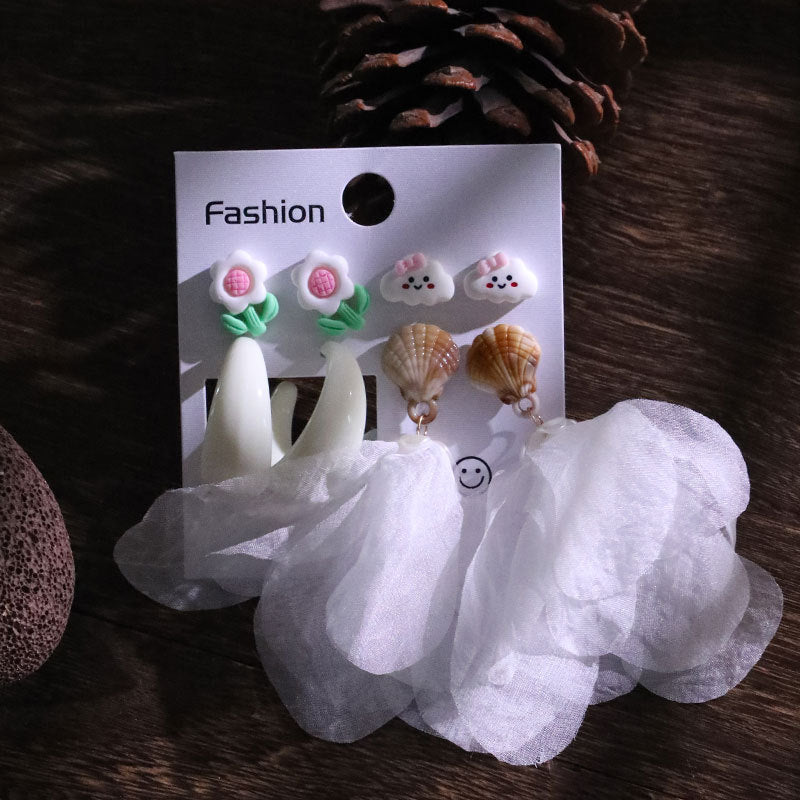 Handmade Fabric Flower Earrings - Fashionable Design