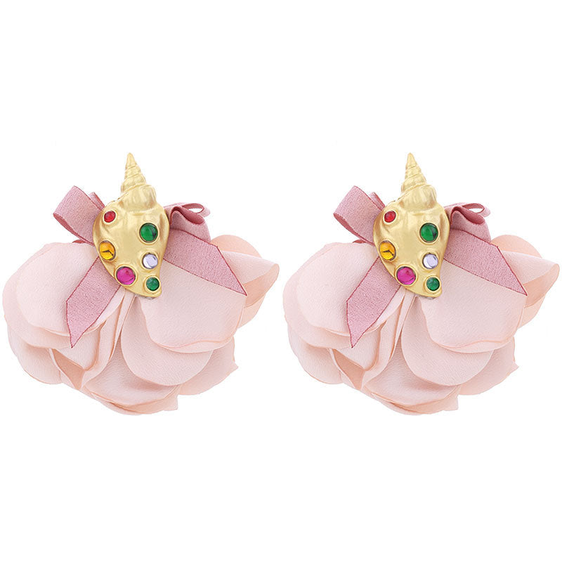 Handmade Fabric Flower Earrings - Fashionable Design
