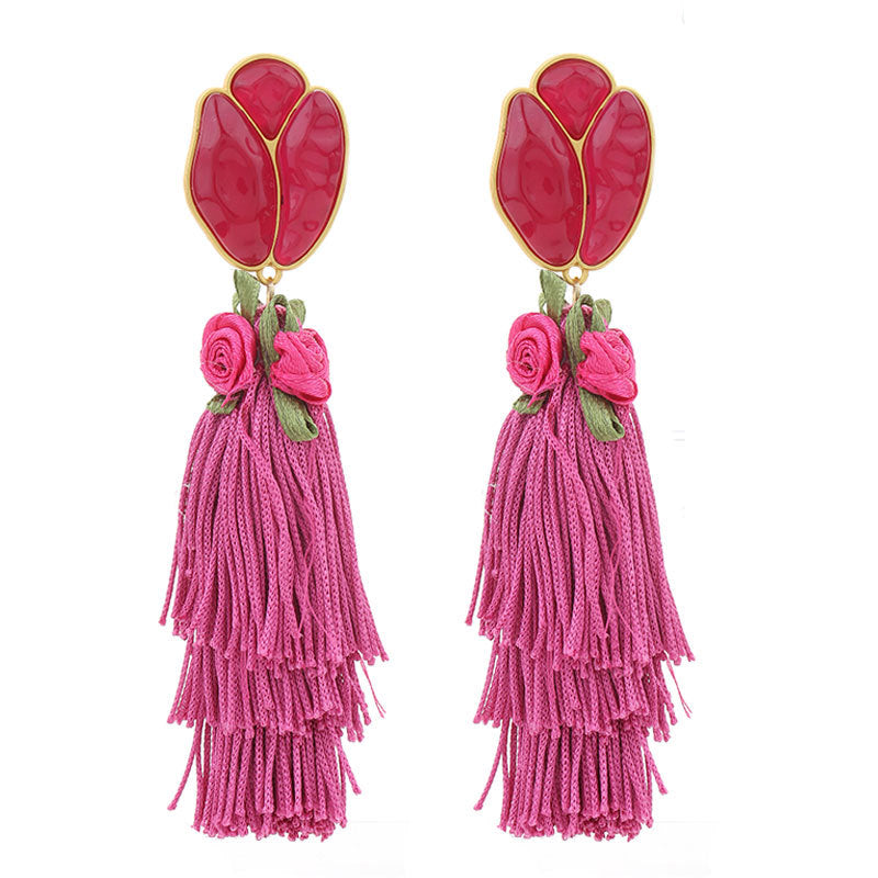 Handmade Fabric Flower Earrings - Fashionable Design