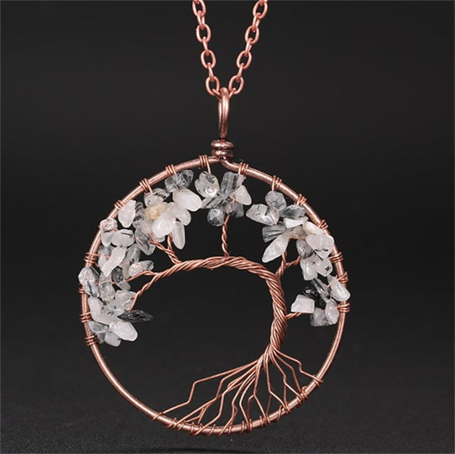 7 Chakra Natural Stone Tree of Life Pendant Necklace