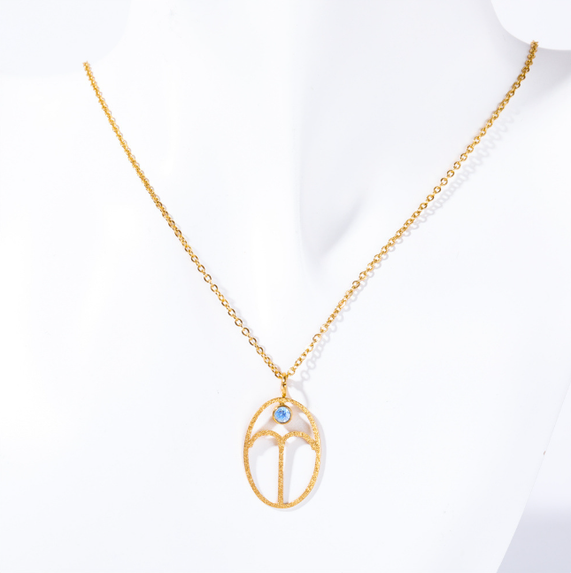 Stainless Steel Zodiac Rune Pendant Necklace
