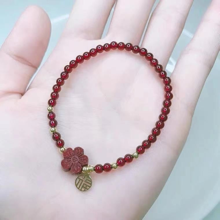 Raw Ore Garnet Blessing Card Sand Bracelet