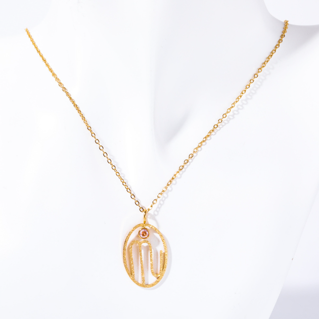 Stainless Steel Zodiac Rune Pendant Necklace