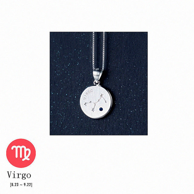 S925 Silver Zodiac Pendant Necklace with Diamonds
