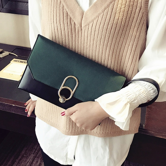 Color-Block Envelope Clutch and Shoulder Bag