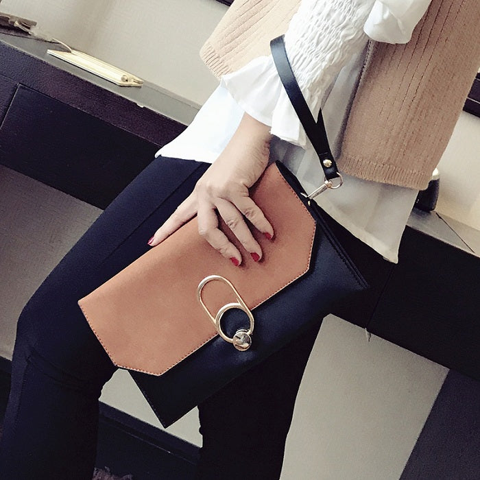 Color-Block Envelope Clutch and Shoulder Bag