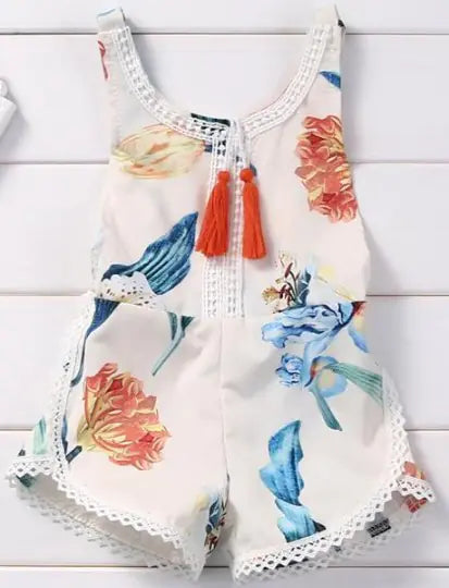 Summer Baby Sleeveless Romper with Lily Print