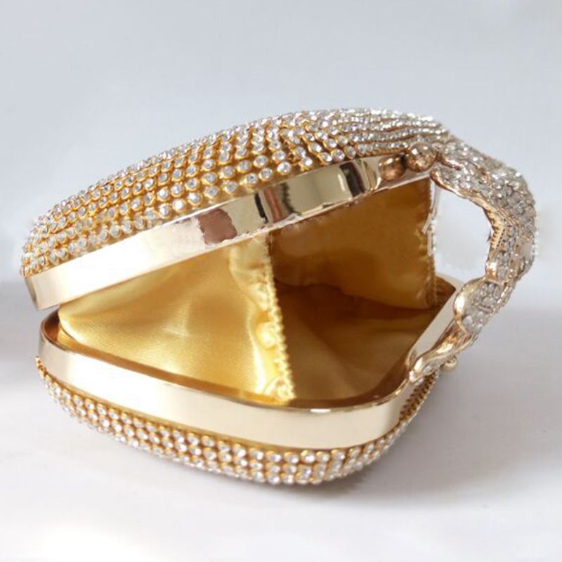 Unique Gold Rhinestone Evening Clutch Bag