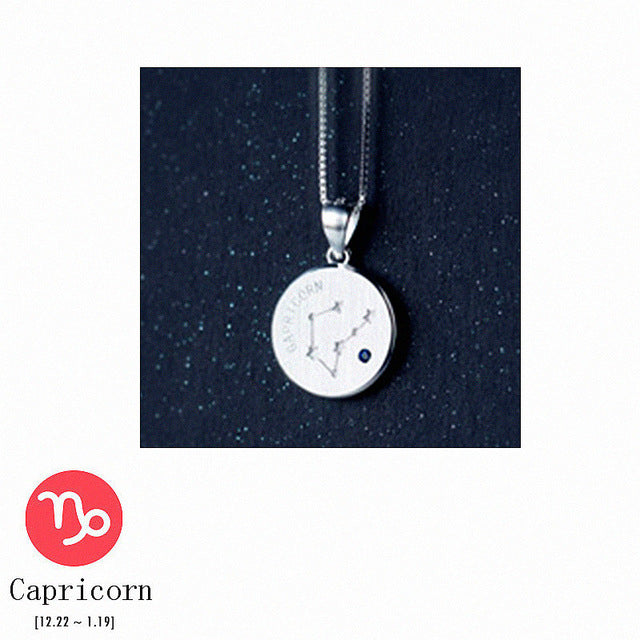 S925 Silver Zodiac Pendant Necklace with Diamonds