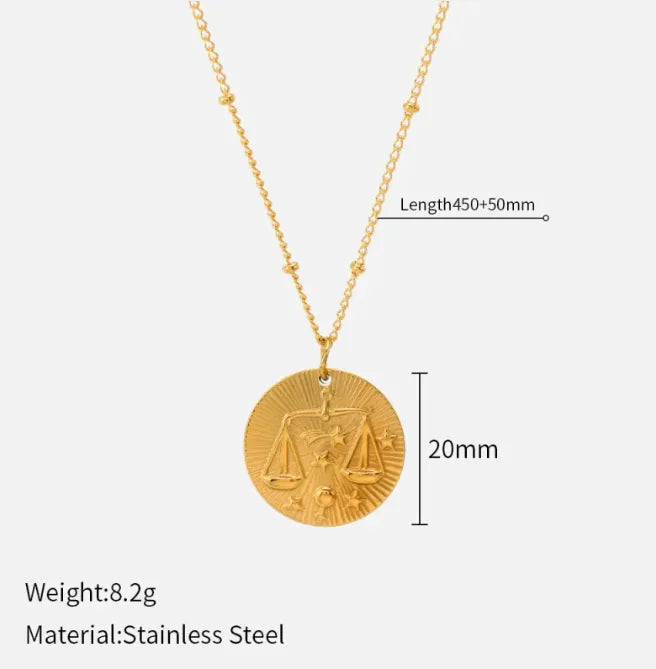 Double-Sided Zodiac Pendant Necklace