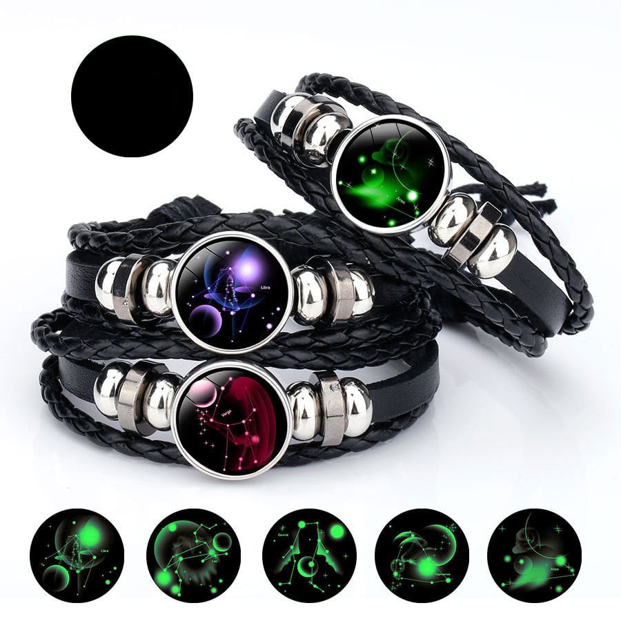 Luminous Zodiac Time Stone Cowhide Beaded Bracelet