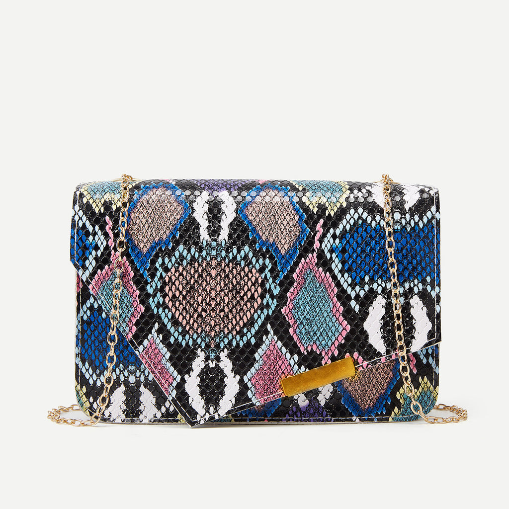 Snake Print PU Fabric Clutch Bag and Coin Purse