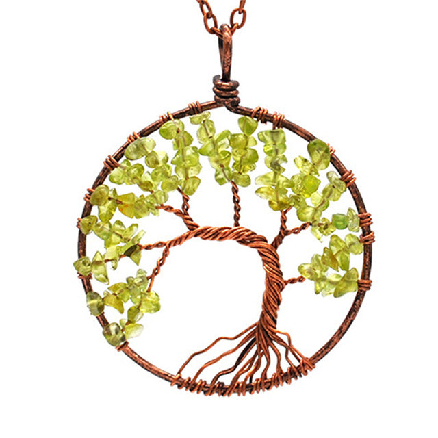7 Chakra Natural Stone Tree of Life Pendant Necklace