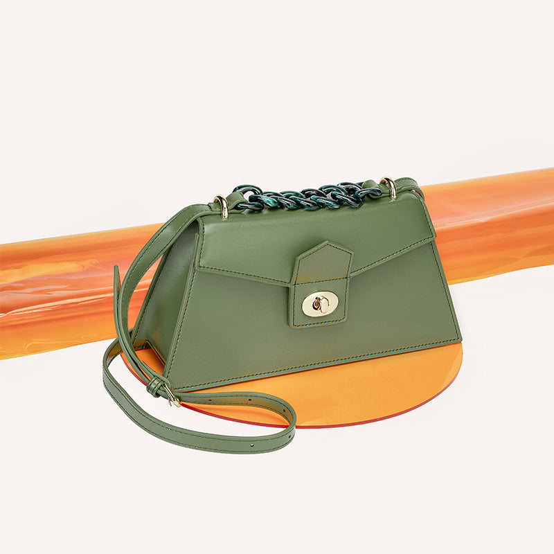 Cowhide Fashion Beaded Women's Messenger Handbag