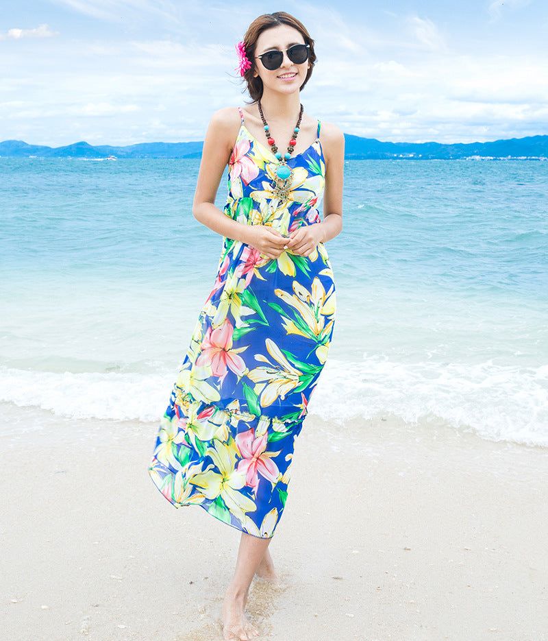 Summer Bohemian Mother-Daughter Chiffon Beach Dress