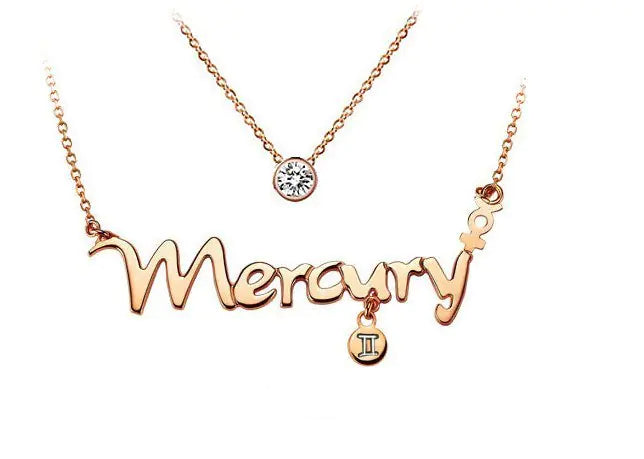 Rose Gold Zodiac Letter Necklace for Women