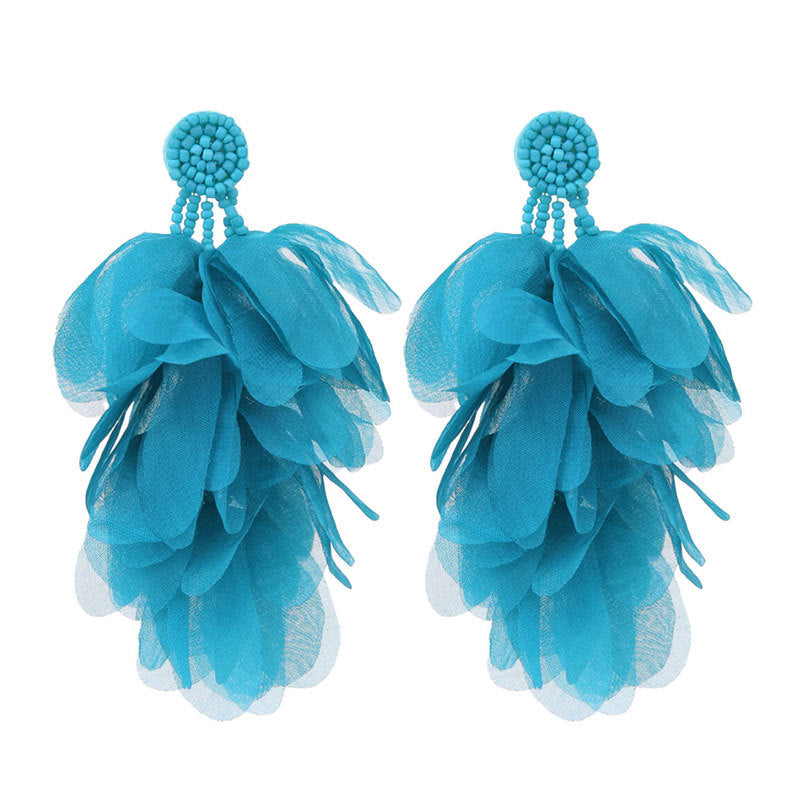 Handmade Fabric Flower Earrings - Fashionable Design