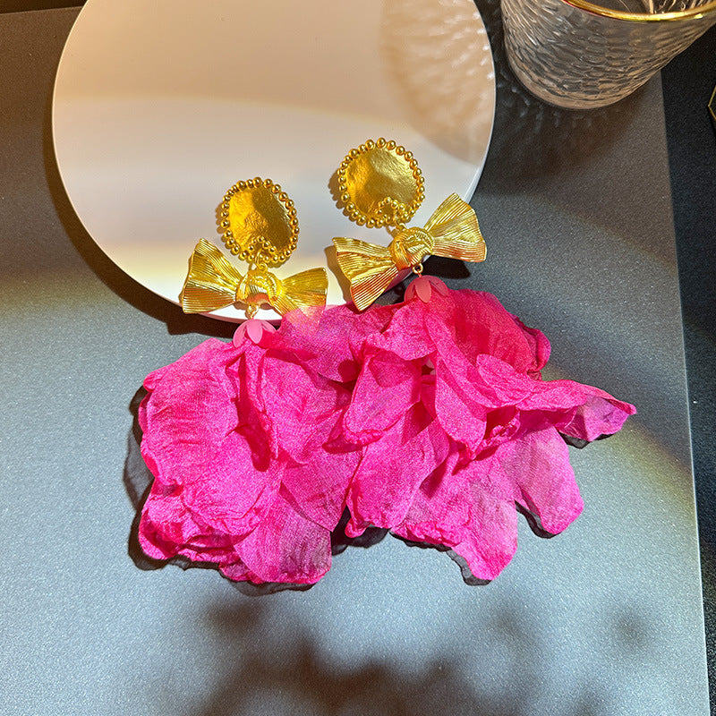 Handmade Fabric Flower Earrings - Fashionable Design