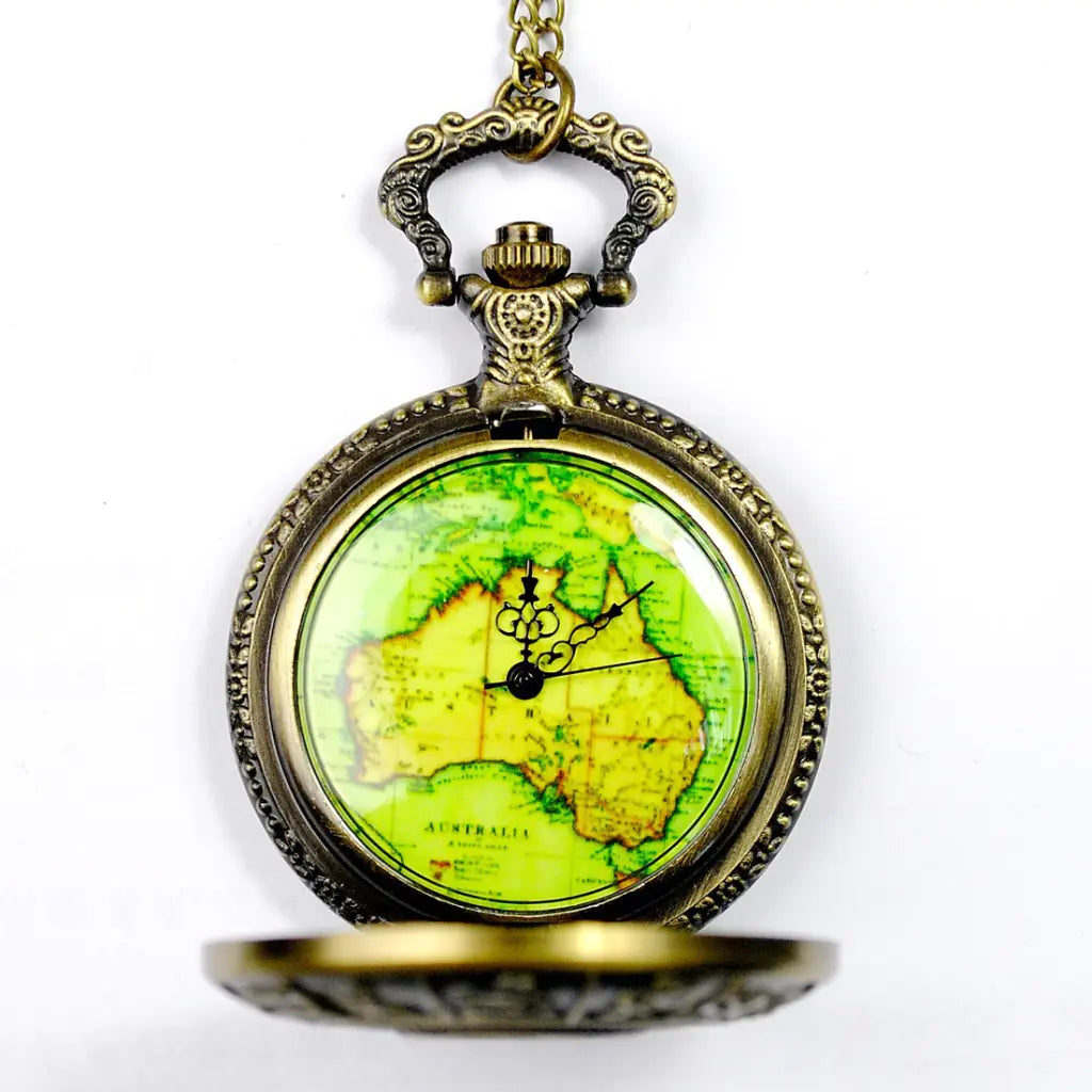 Vintage Map Zodiac Pattern Antique Pocket Watch