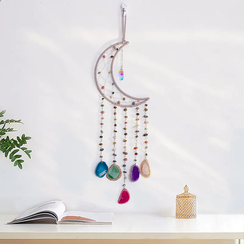 Natural Alashan Agate Bead Dreamcatcher Pendant