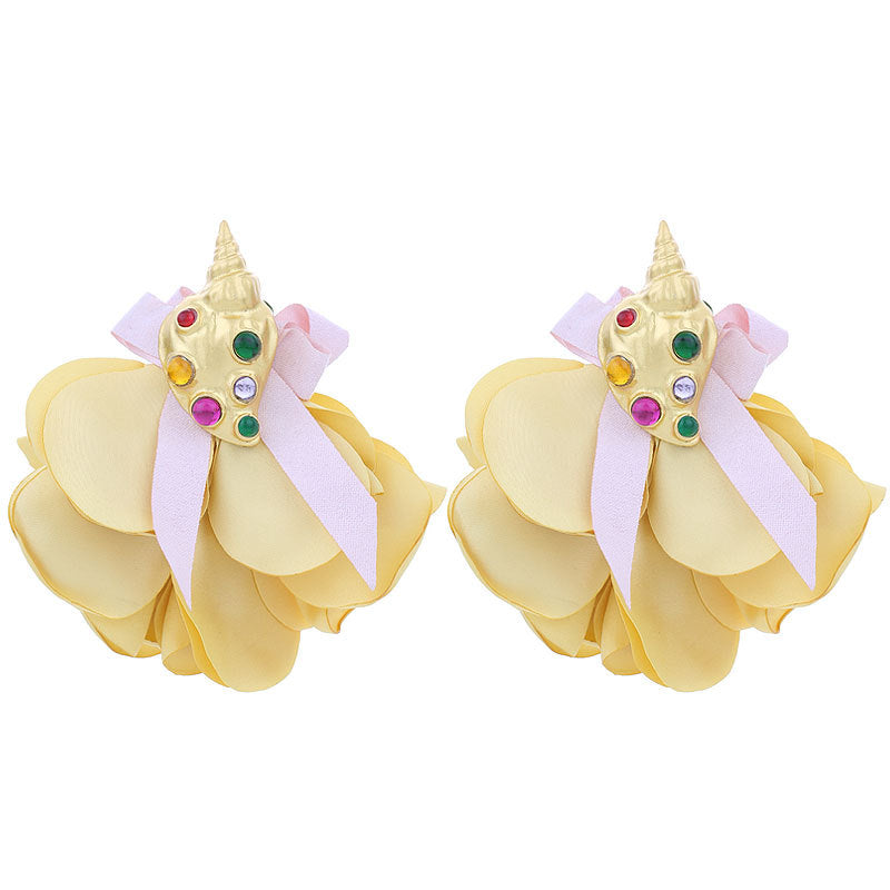 Handmade Fabric Flower Earrings - Fashionable Design