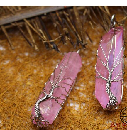 Natural Crystal Tree of Life Pendant Necklace