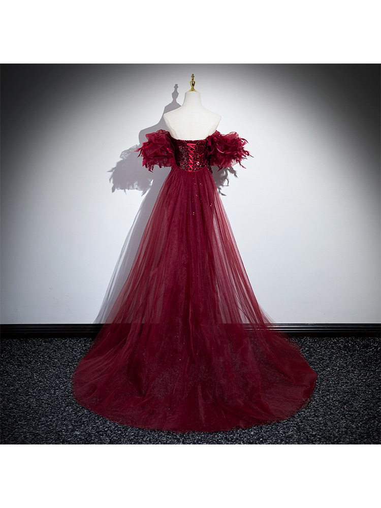Burgundy Mermaid Sequin Evening Dress