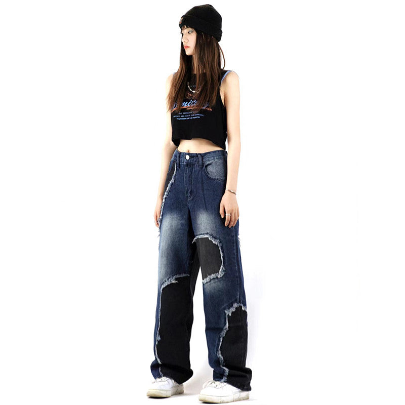 Raw Edge Contrast Stitching Jeans for a Unique Style