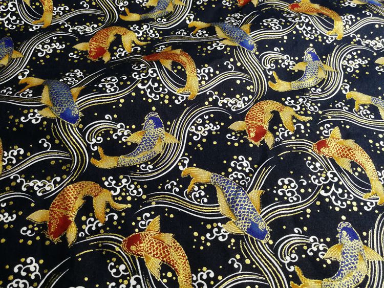 Japanese Style Cotton Fabric Koi Print Series