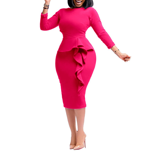 Elegant Women's Fitted Long Sleeve Pencil Dress