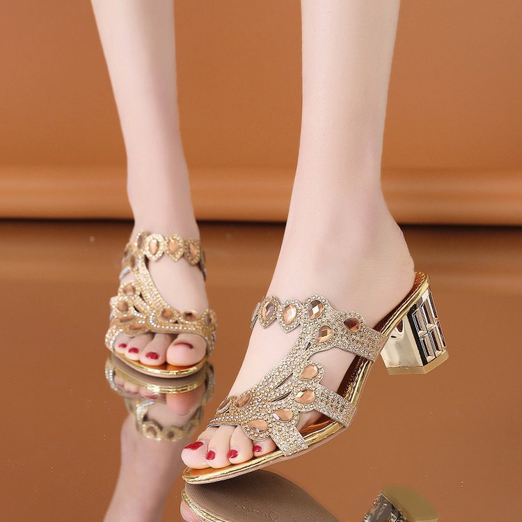 2022 Summer New Rhinestone Women’s Heels Sandals