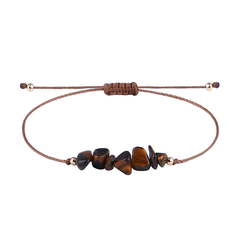 Irregular Raw Stone Bracelet with Woven Wax Line