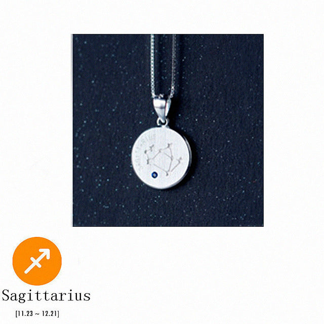 S925 Silver Zodiac Pendant Necklace with Diamonds