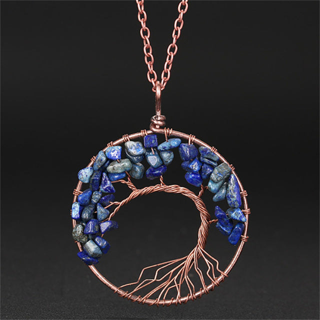 7 Chakra Natural Stone Tree of Life Pendant Necklace
