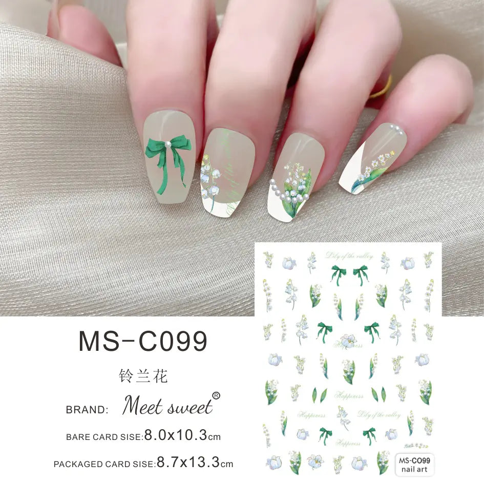 Nail Art Stickers - Camellia, Lily, and Poppy Designs