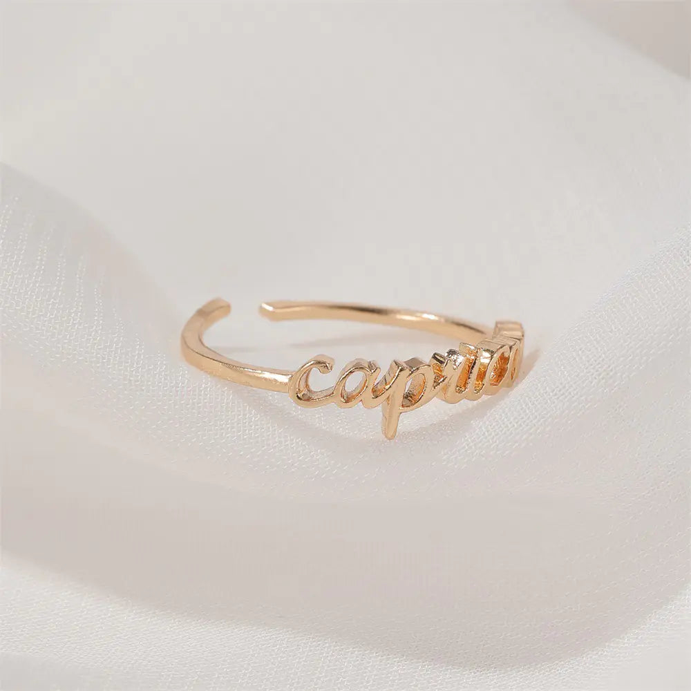 Minimalist Zodiac Sign Adjustable Ring for Women