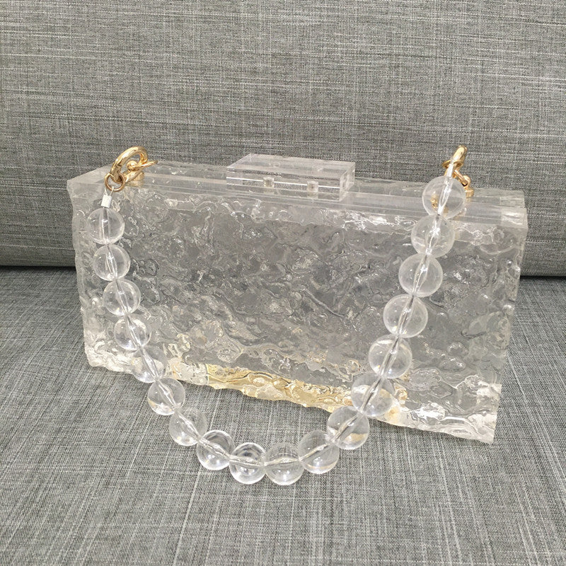 Women's Transparent Acrylic Ice Crack Diagonal Bag