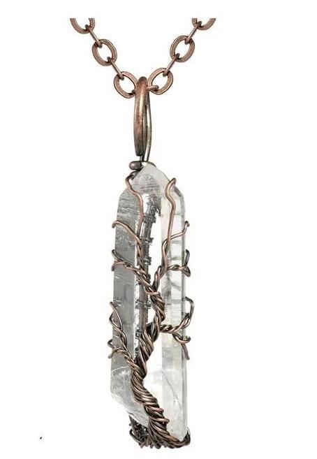 Natural Crystal Tree of Life Pendant Necklace