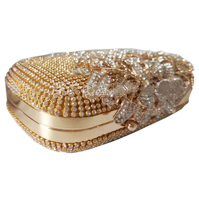 Unique Gold Rhinestone Evening Clutch Bag