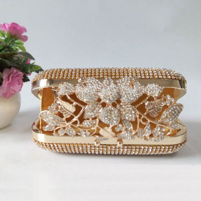 Unique Gold Rhinestone Evening Clutch Bag