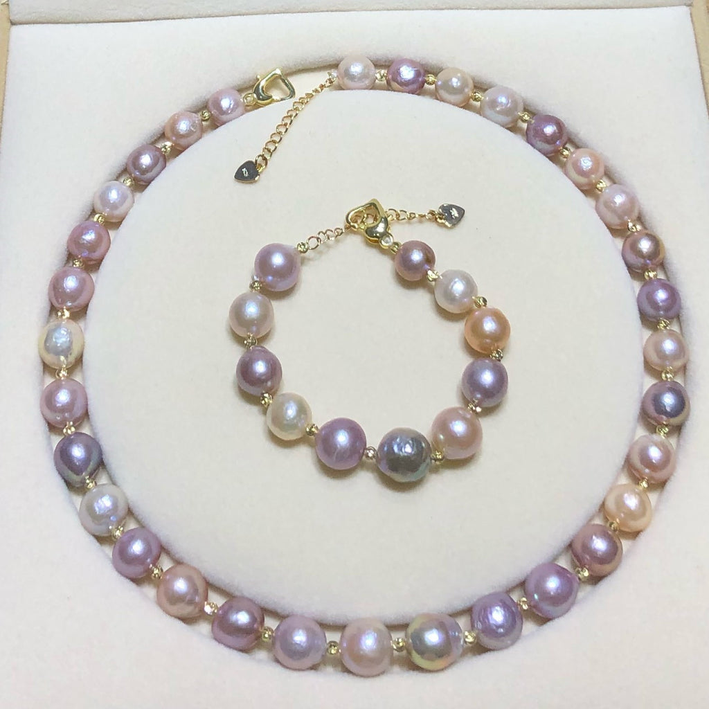 Natural Freshwater Pearl Necklace and Bracelet Set